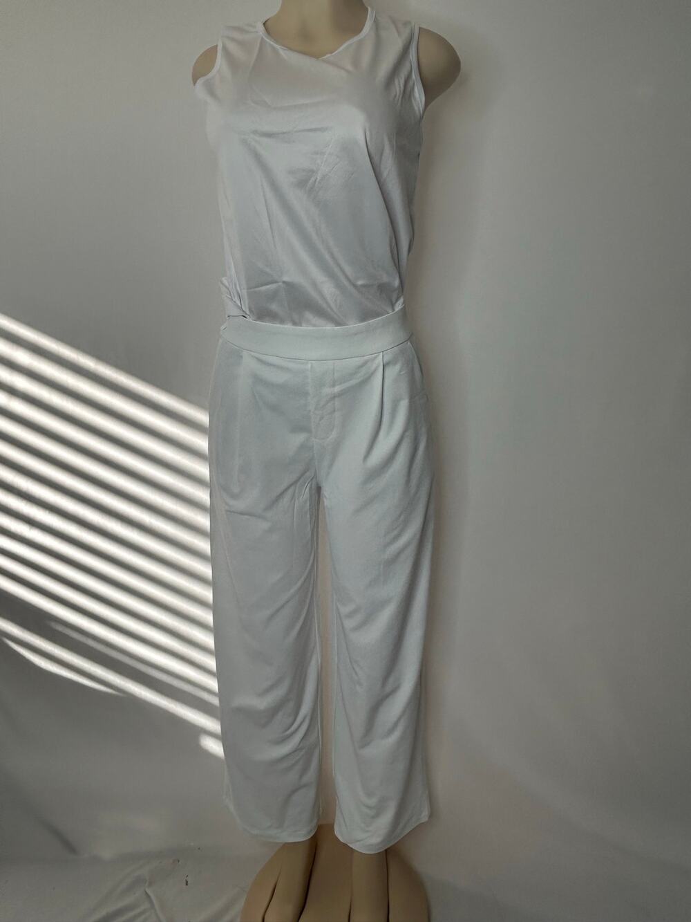 ACEGOLFS Womens White Wide Leg Golf Pants High Rise Pull On UPF 50+ Stretch NWT
